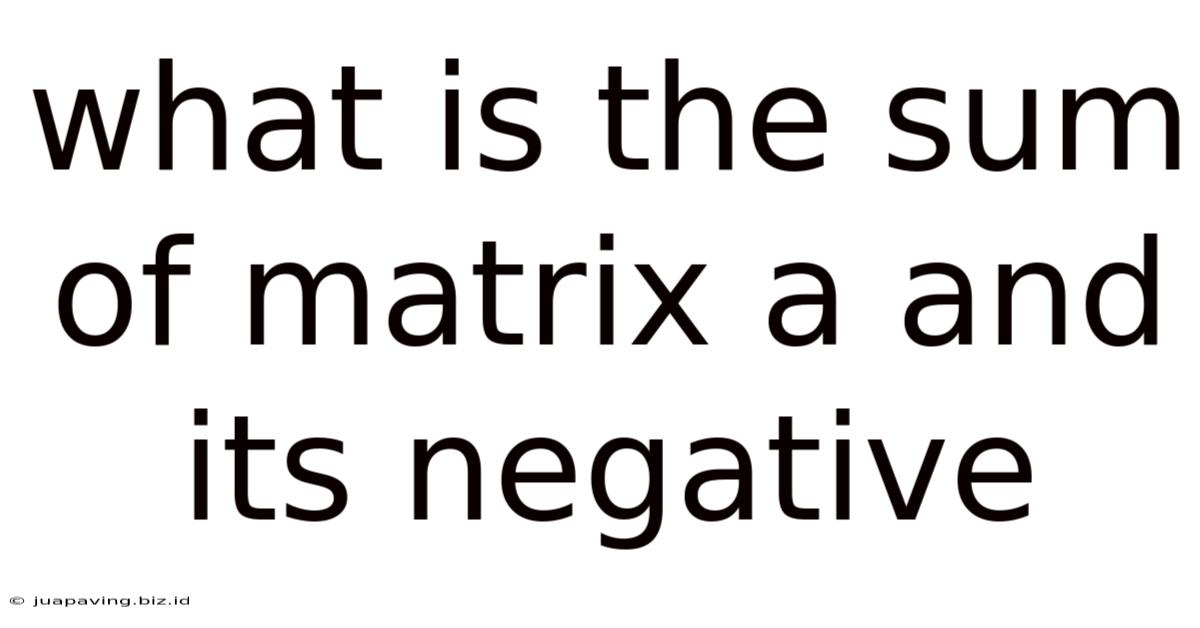 What Is The Sum Of Matrix A And Its Negative