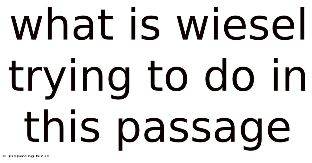 What Is Wiesel Trying To Do In This Passage