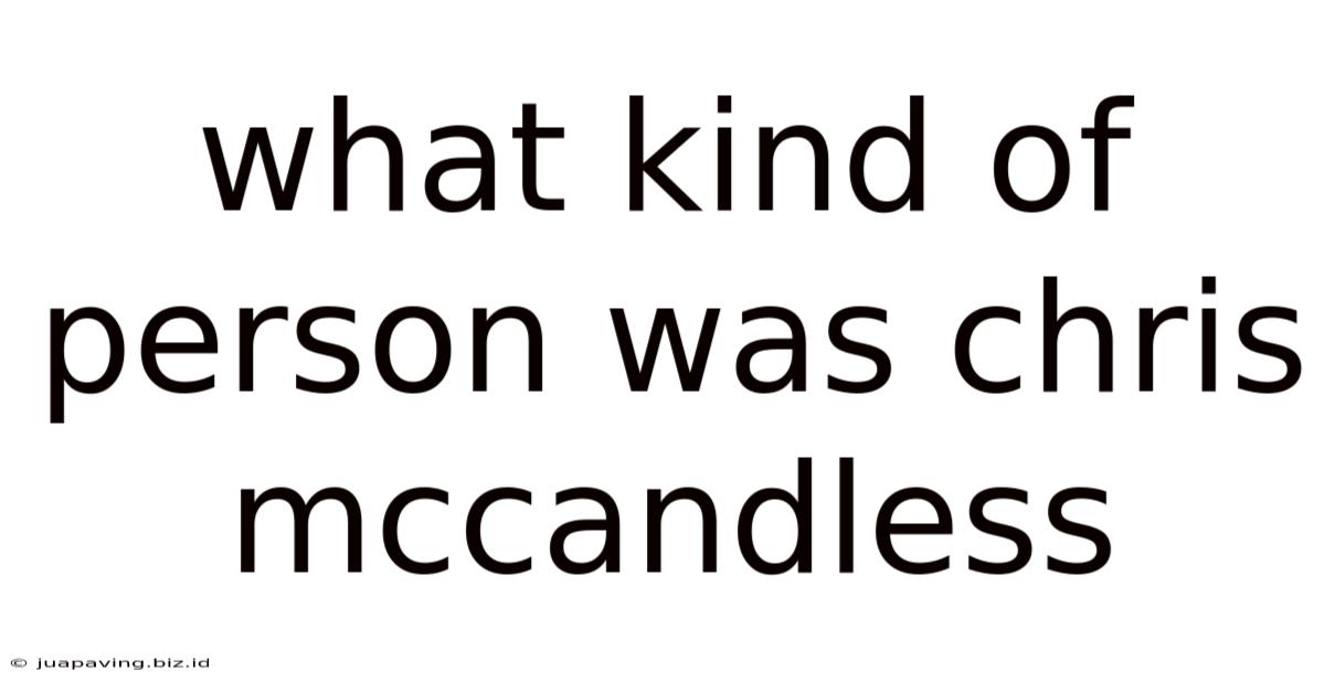 What Kind Of Person Was Chris Mccandless