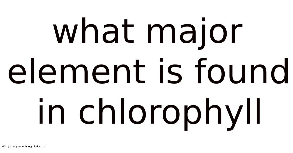 What Major Element Is Found In Chlorophyll