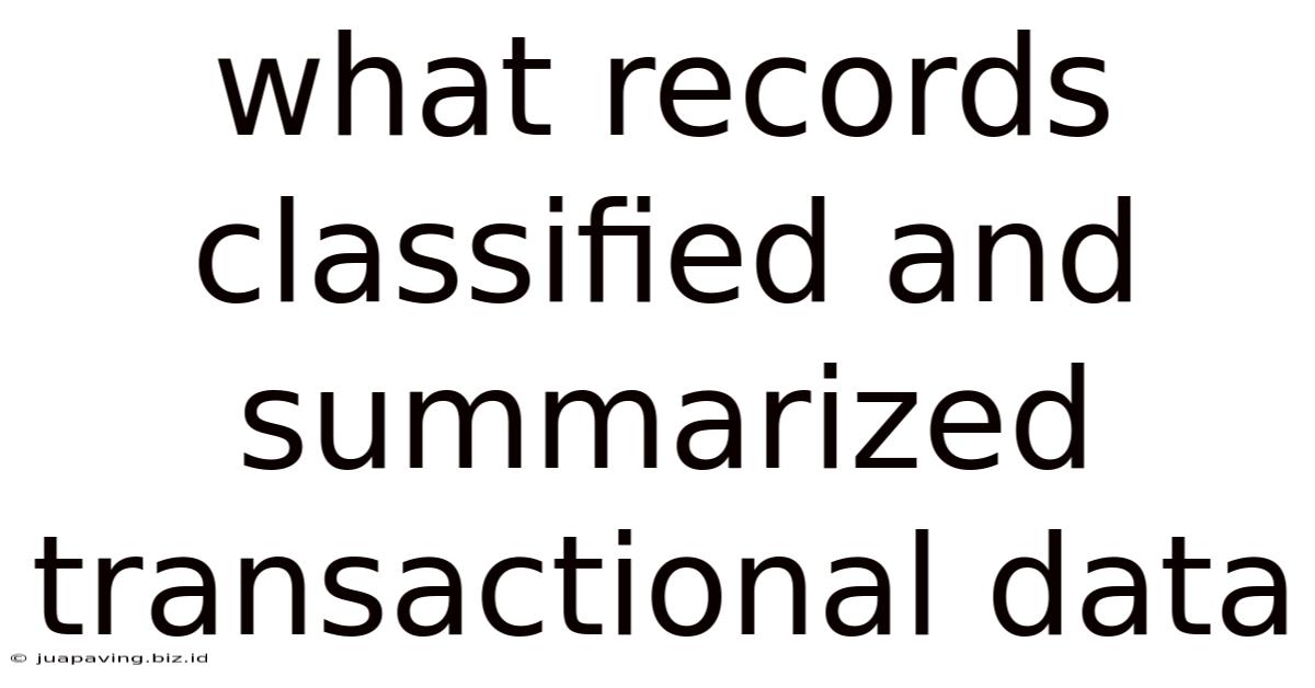 What Records Classified And Summarized Transactional Data