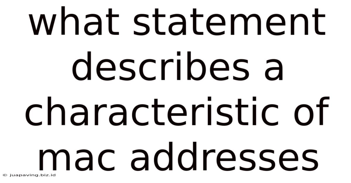 What Statement Describes A Characteristic Of Mac Addresses