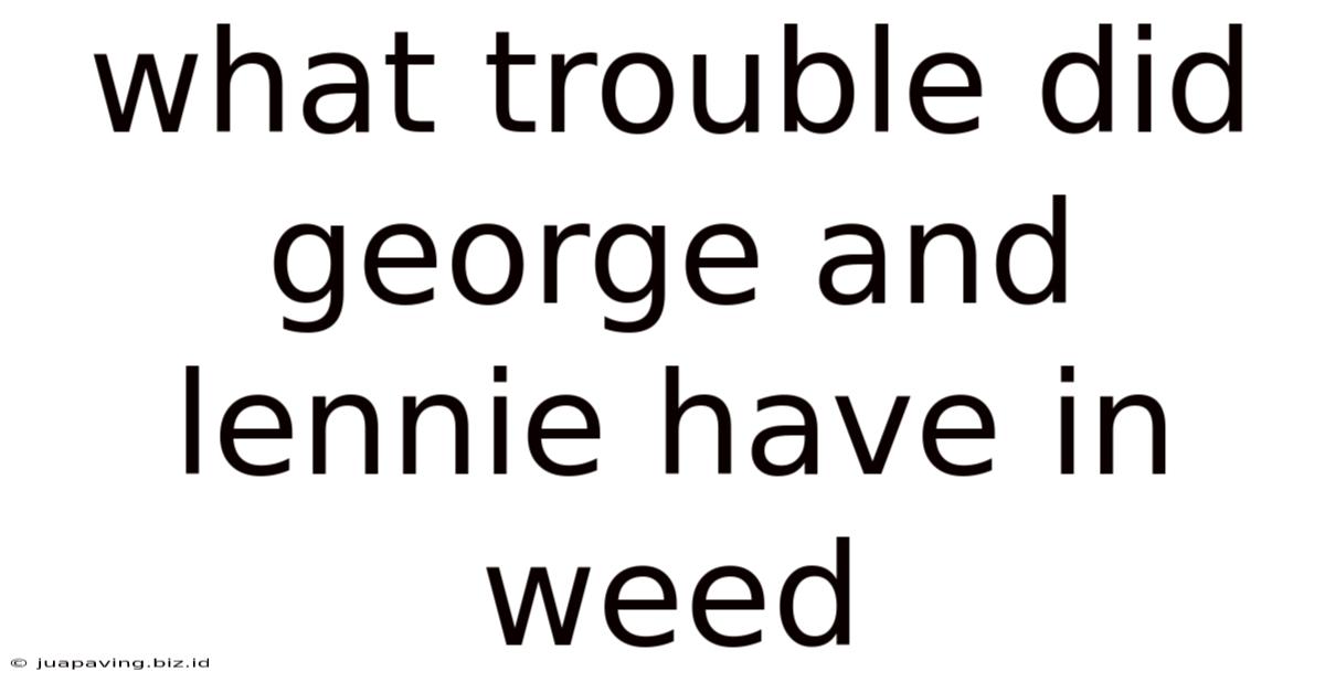 What Trouble Did George And Lennie Have In Weed