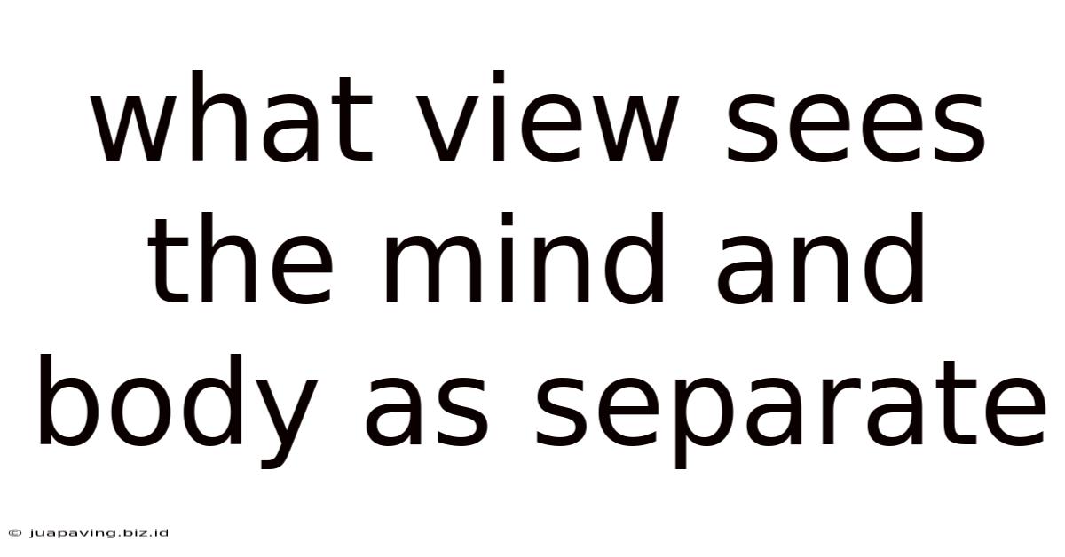 What View Sees The Mind And Body As Separate