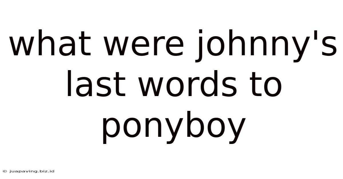 What Were Johnny's Last Words To Ponyboy