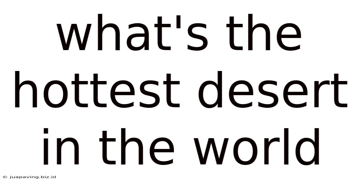 What's The Hottest Desert In The World