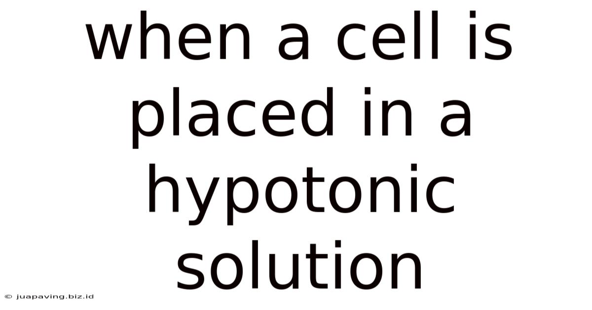 When A Cell Is Placed In A Hypotonic Solution