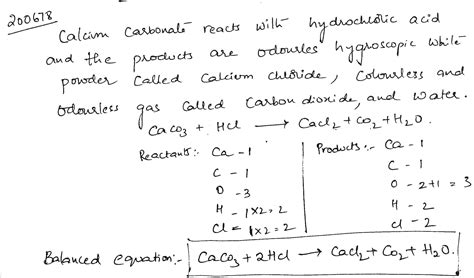 When Calcium Carbonate Is Added To Hydrochloric Acid