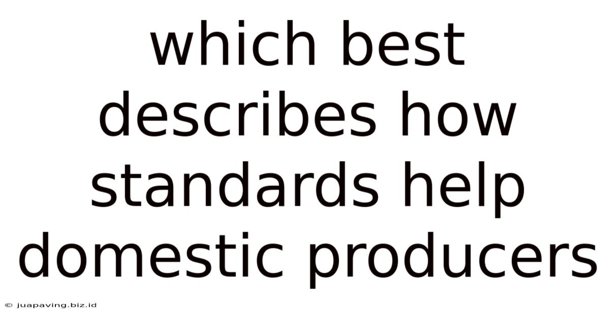 Which Best Describes How Standards Help Domestic Producers