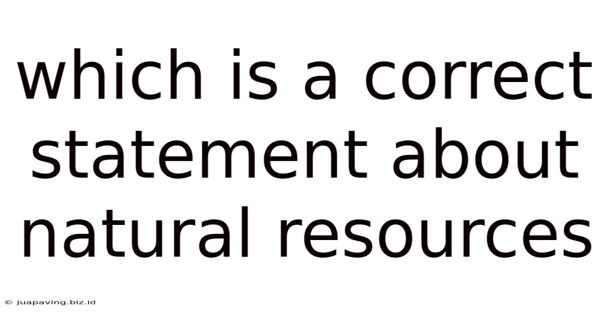 Which Is A Correct Statement About Natural Resources