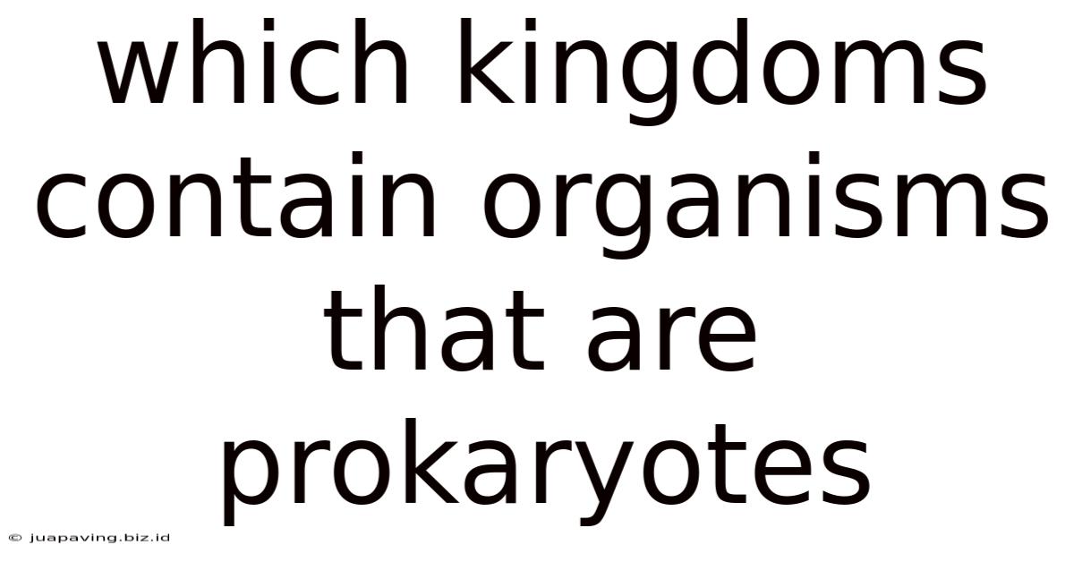 Which Kingdoms Contain Organisms That Are Prokaryotes