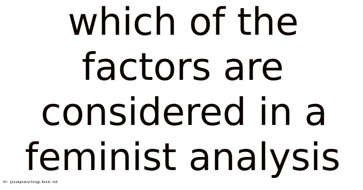 Which Of The Factors Are Considered In A Feminist Analysis