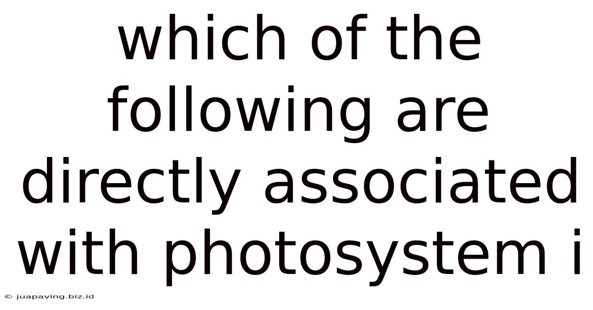 Which Of The Following Are Directly Associated With Photosystem I