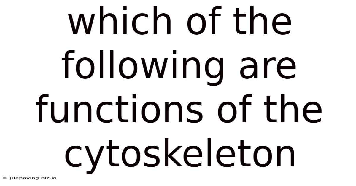 Which Of The Following Are Functions Of The Cytoskeleton