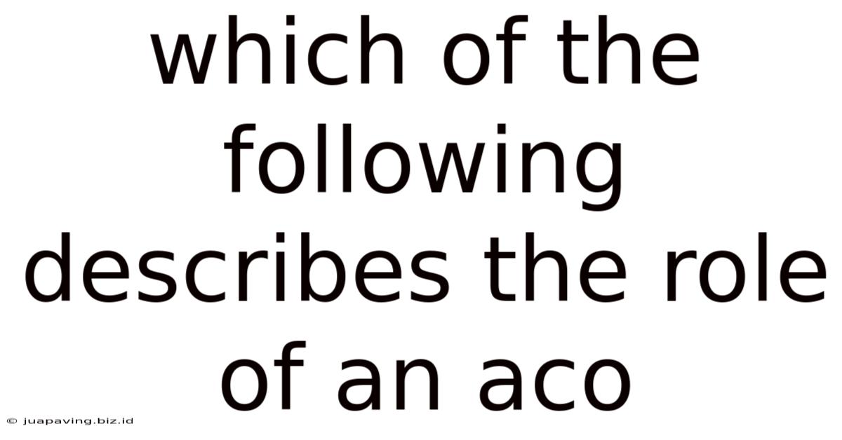 Which Of The Following Describes The Role Of An Aco