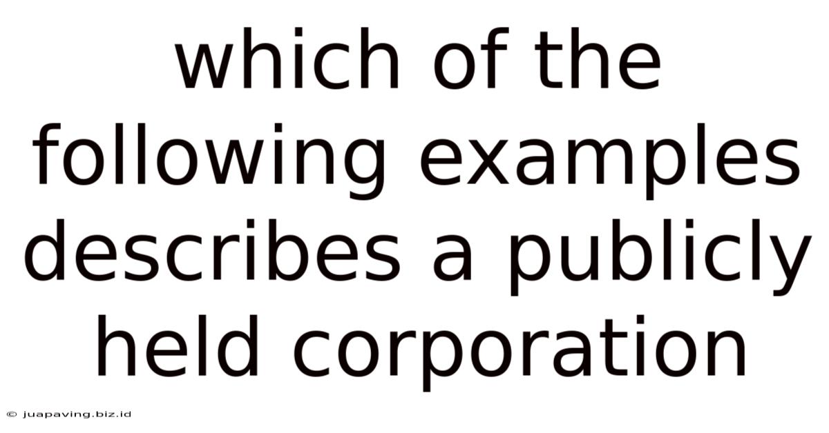 Which Of The Following Examples Describes A Publicly Held Corporation