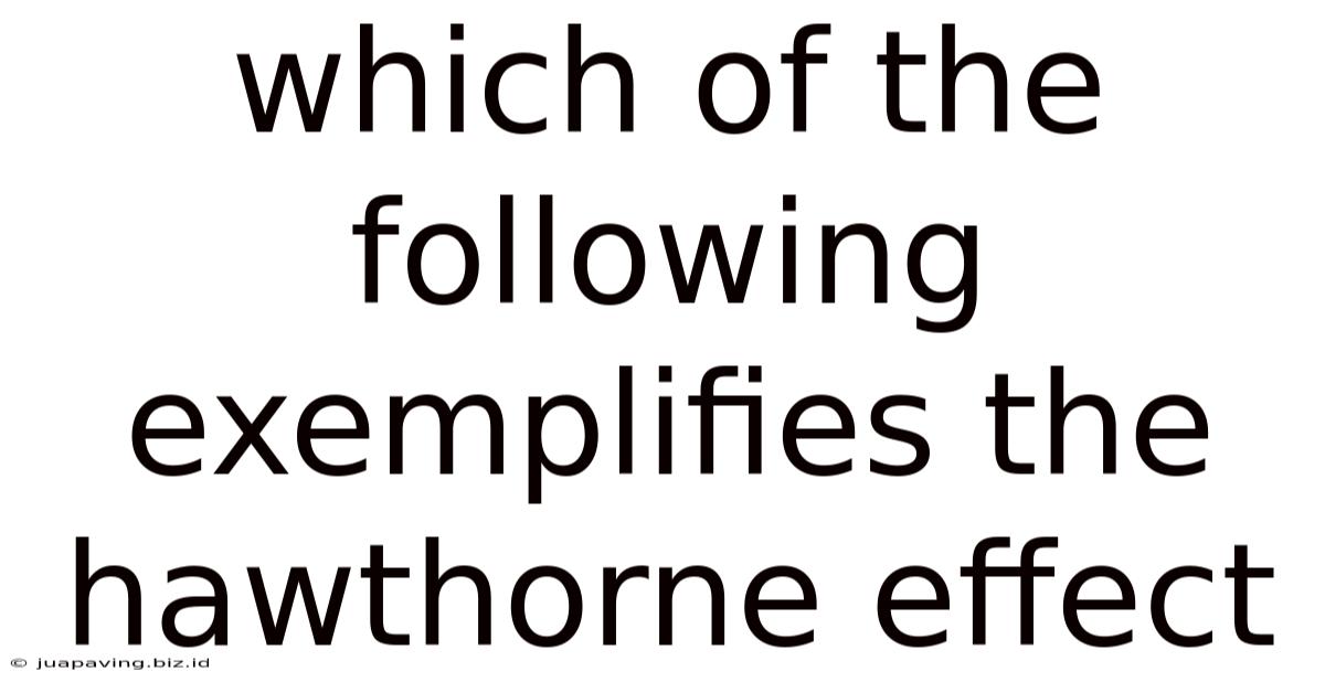 Which Of The Following Exemplifies The Hawthorne Effect