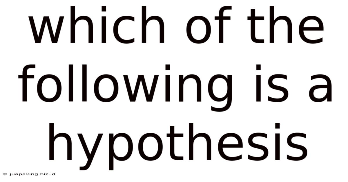 Which Of The Following Is A Hypothesis