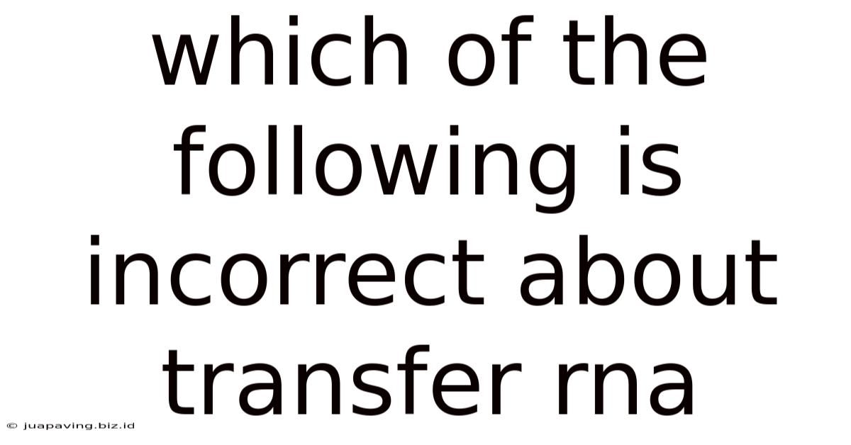 Which Of The Following Is Incorrect About Transfer Rna