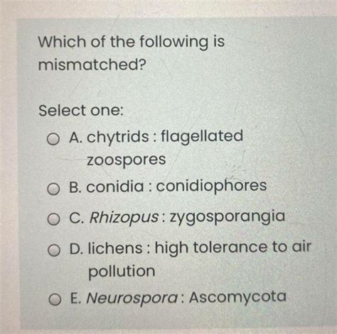 Which Of The Following Is Mismatched