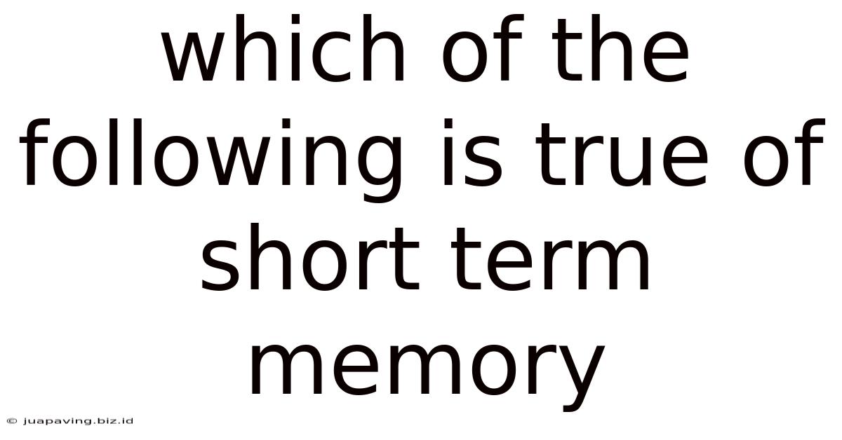 Which Of The Following Is True Of Short Term Memory