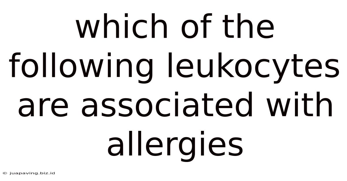 Which Of The Following Leukocytes Are Associated With Allergies