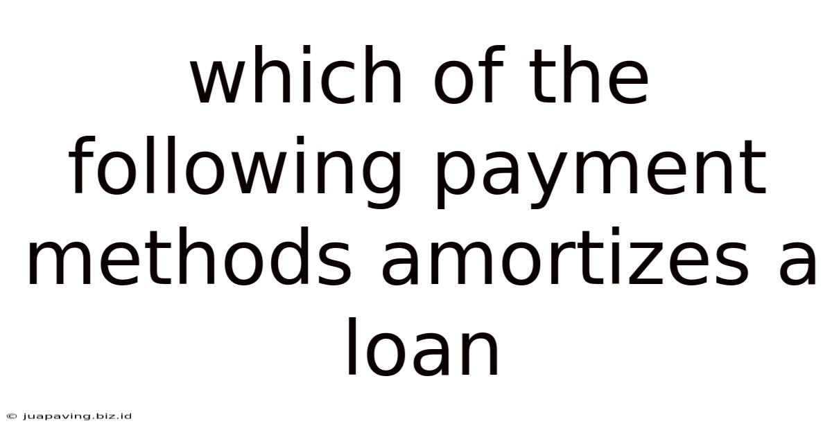 Which Of The Following Payment Methods Amortizes A Loan
