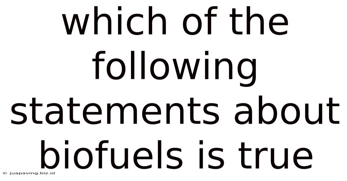 Which Of The Following Statements About Biofuels Is True