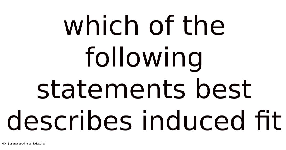 Which Of The Following Statements Best Describes Induced Fit