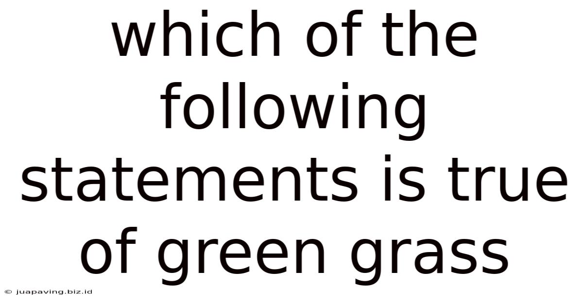 Which Of The Following Statements Is True Of Green Grass