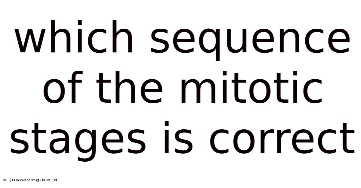 Which Sequence Of The Mitotic Stages Is Correct