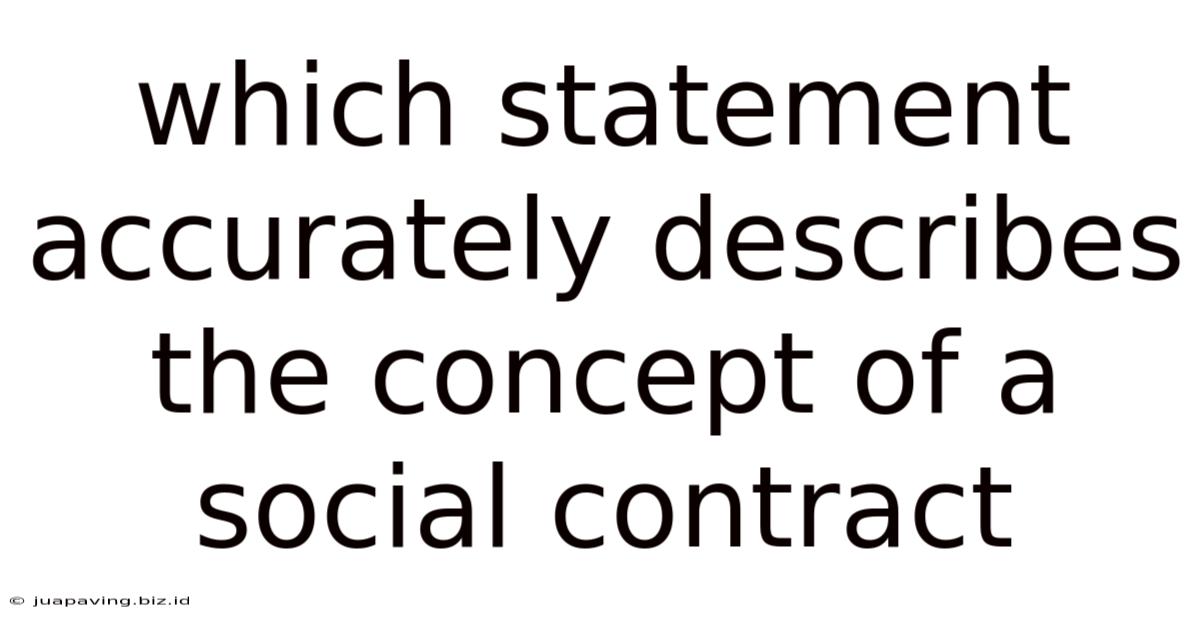 Which Statement Accurately Describes The Concept Of A Social Contract