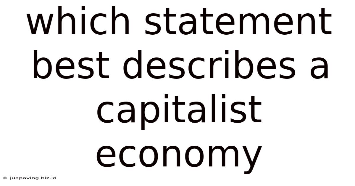 Which Statement Best Describes A Capitalist Economy