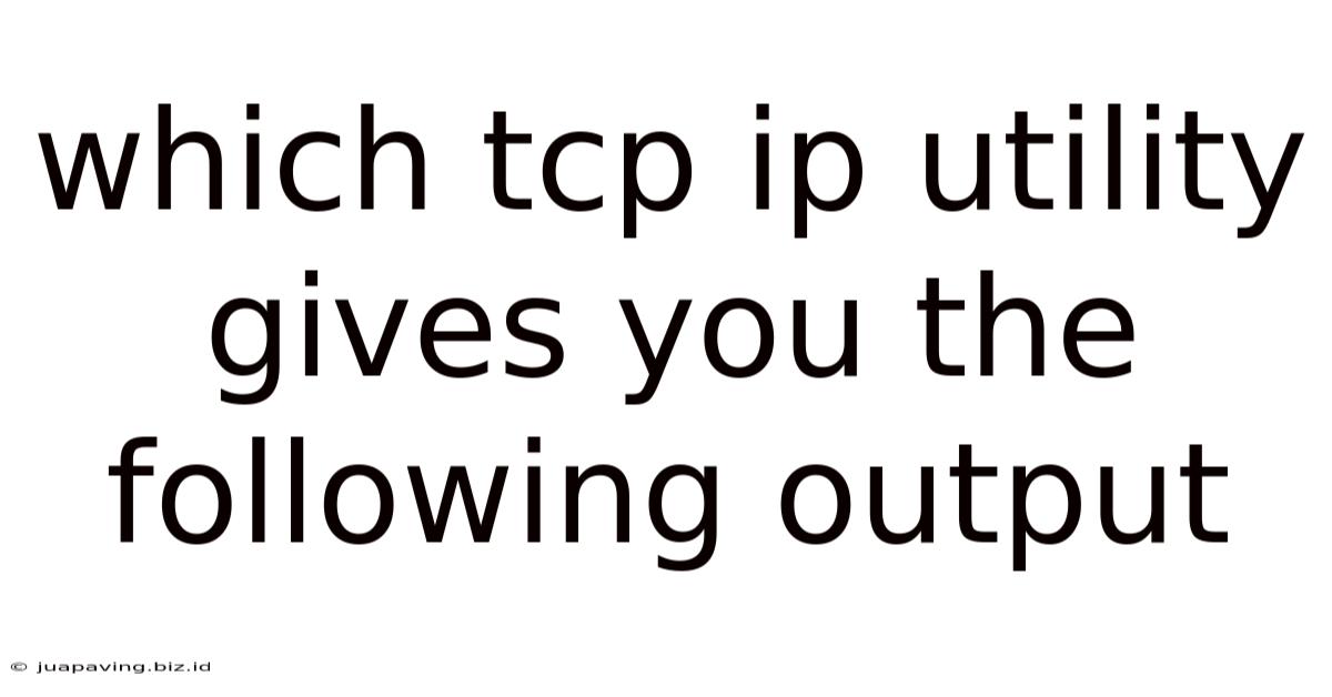 Which Tcp Ip Utility Gives You The Following Output