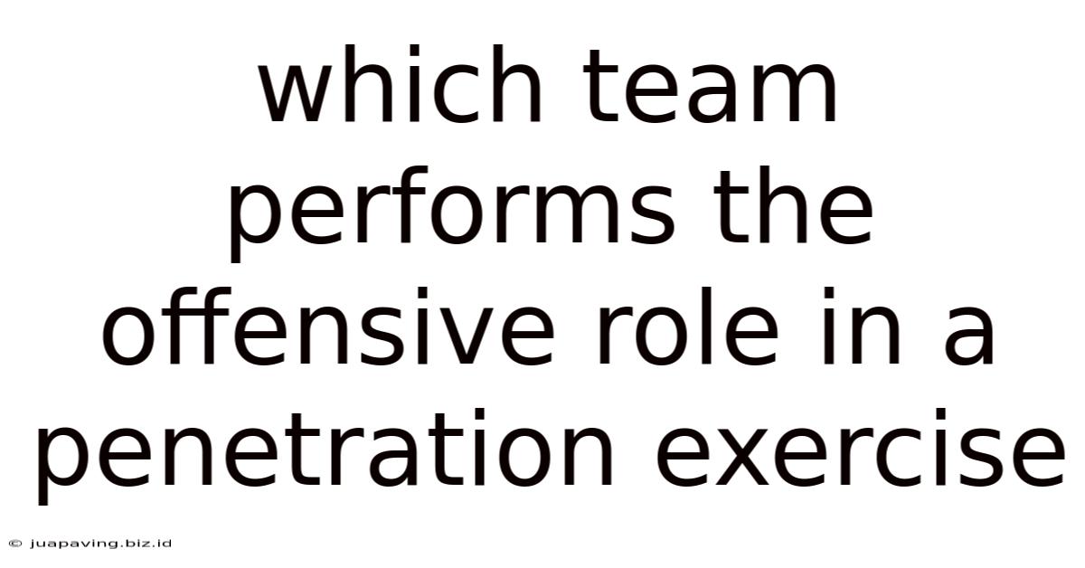 Which Team Performs The Offensive Role In A Penetration Exercise