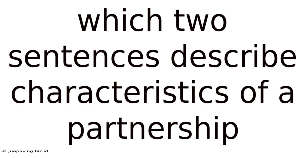 Which Two Sentences Describe Characteristics Of A Partnership