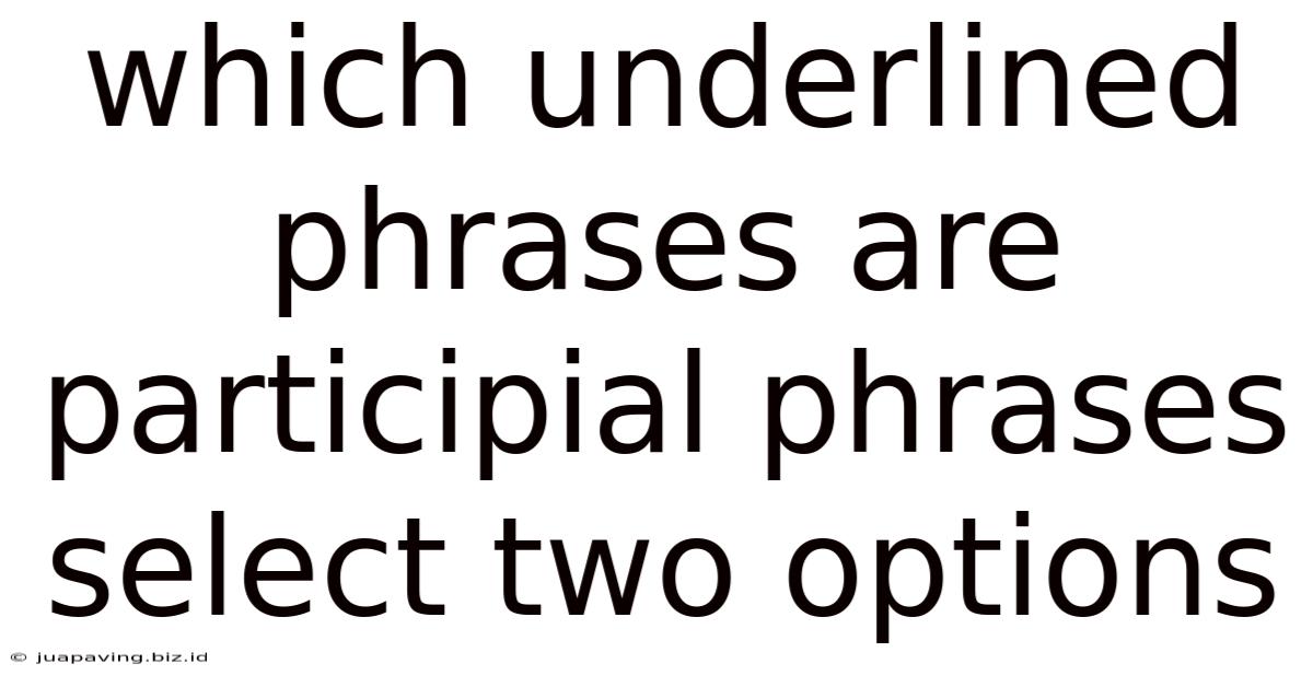 Which Underlined Phrases Are Participial Phrases Select Two Options