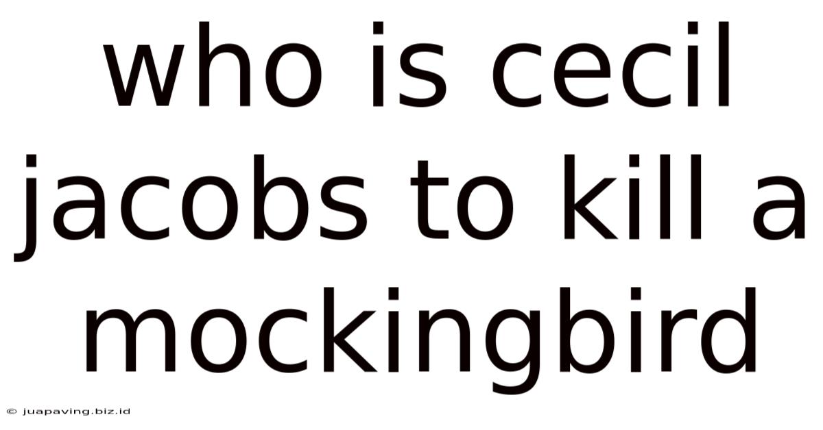 Who Is Cecil Jacobs To Kill A Mockingbird