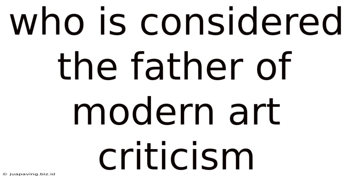 Who Is Considered The Father Of Modern Art Criticism