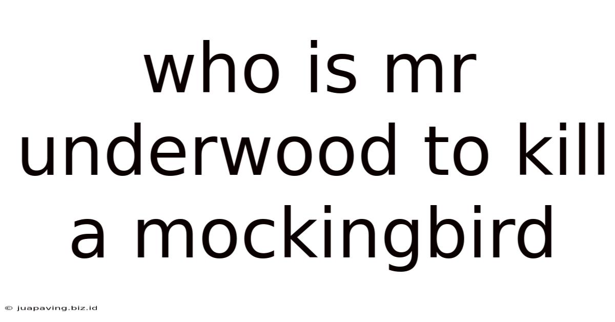 Who Is Mr Underwood To Kill A Mockingbird