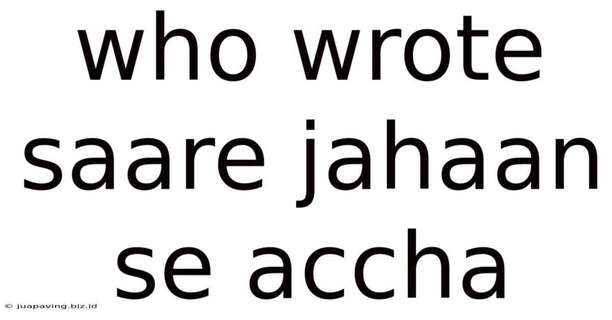 Who Wrote Saare Jahaan Se Accha
