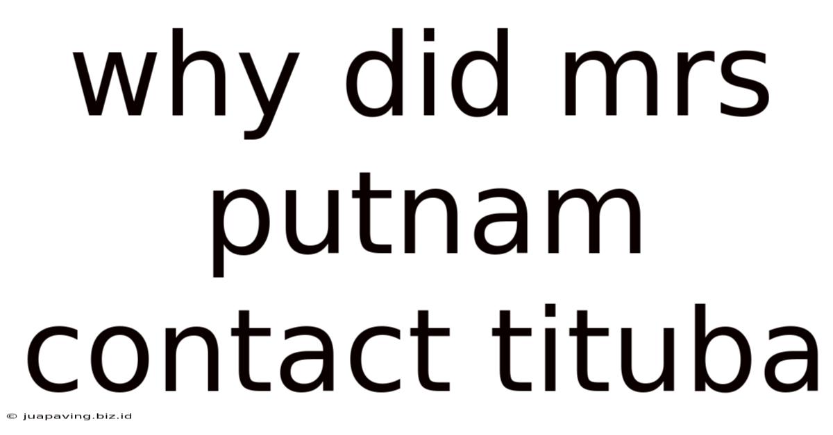 Why Did Mrs Putnam Contact Tituba