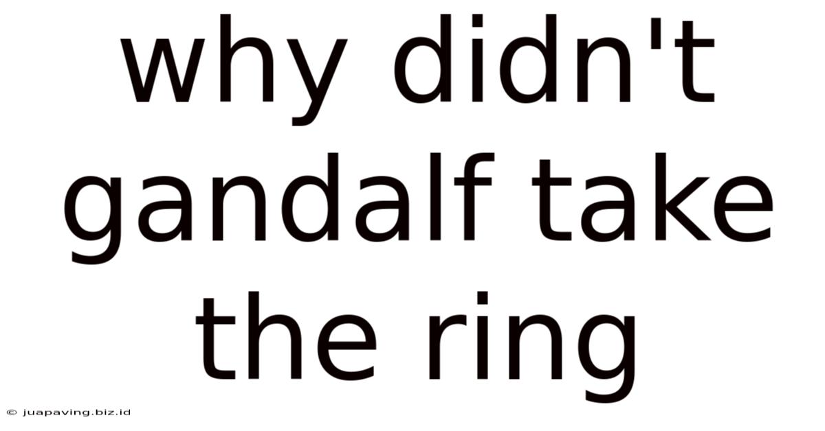 Why Didn't Gandalf Take The Ring