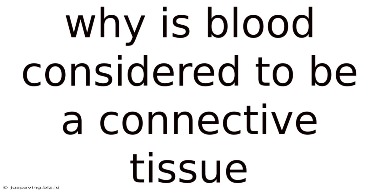 Why Is Blood Considered To Be A Connective Tissue