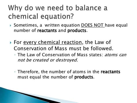 Why Should A Chemical Equation Be Balanced