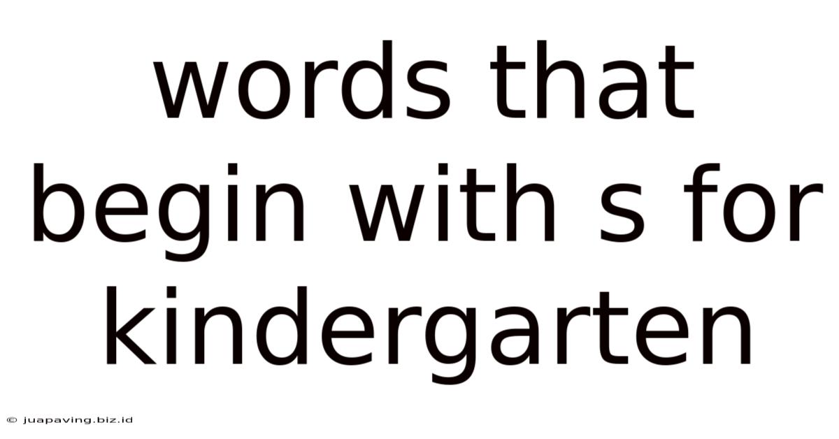 Words That Begin With S For Kindergarten
