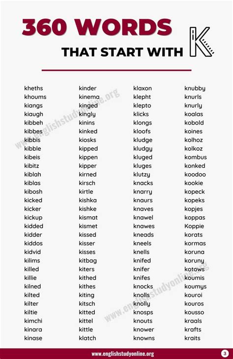 Words That Have K In Them