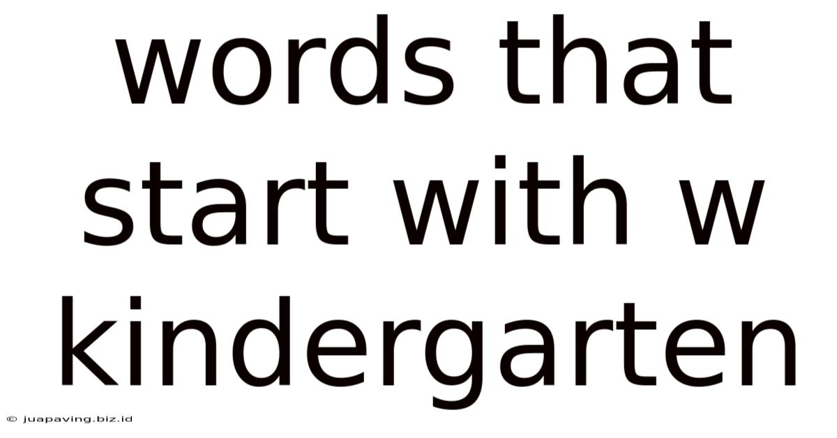 Words That Start With W Kindergarten